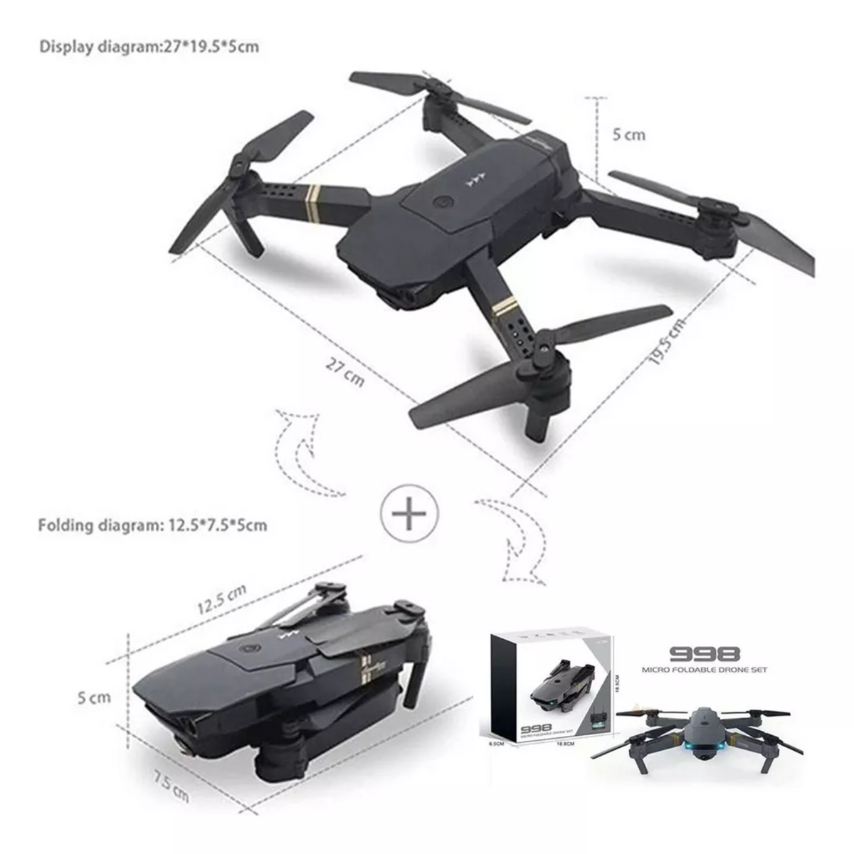 Mini Drone Plegable con Cámara HD 720P y WiFi FPV | Control por App, Ideal para Principiantes
