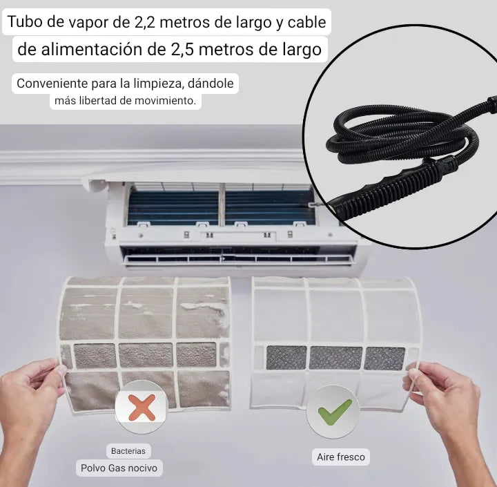 Limpiador a Vapor 2500W Semi Profesional con Accesorios | Alta Potencia, Uso Multiusos