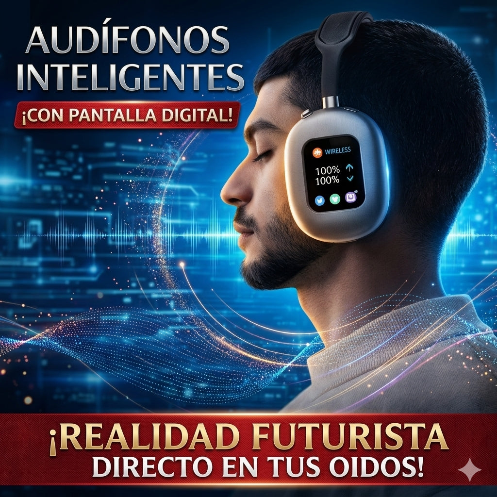 Audífonos Inalámbricos con Pantalla Digital Táctil | Bluetooth, Control desde el Auricular