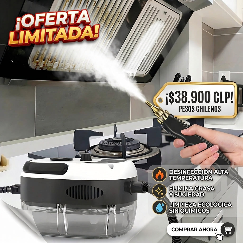Limpiador a Vapor 2500W Semi Profesional con Accesorios | Alta Potencia, Uso Multiusos